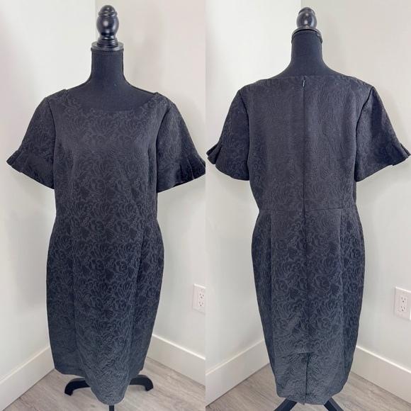 Talbots Black Embroidered Midi A-Line Formal Dress (Sz 16) - Picture 1 of 9